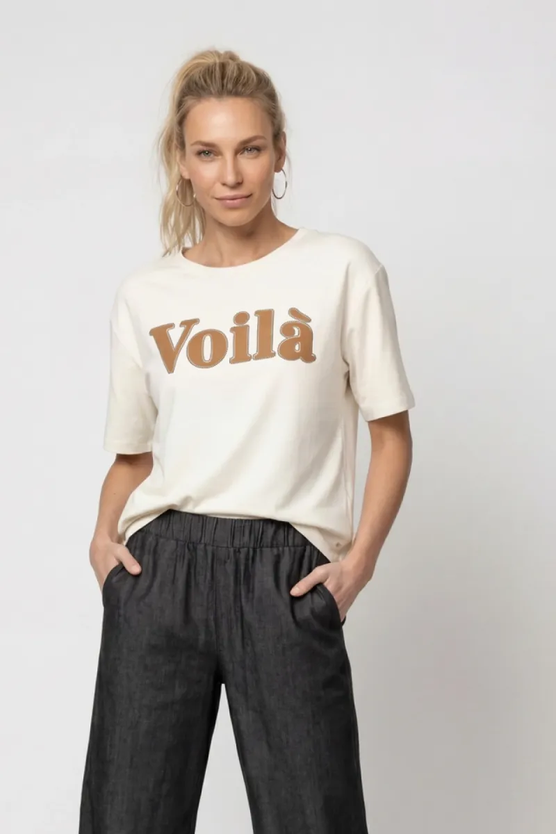 Monari-T-shirt with lettering-809746-160 Antique white-OFF WHITE