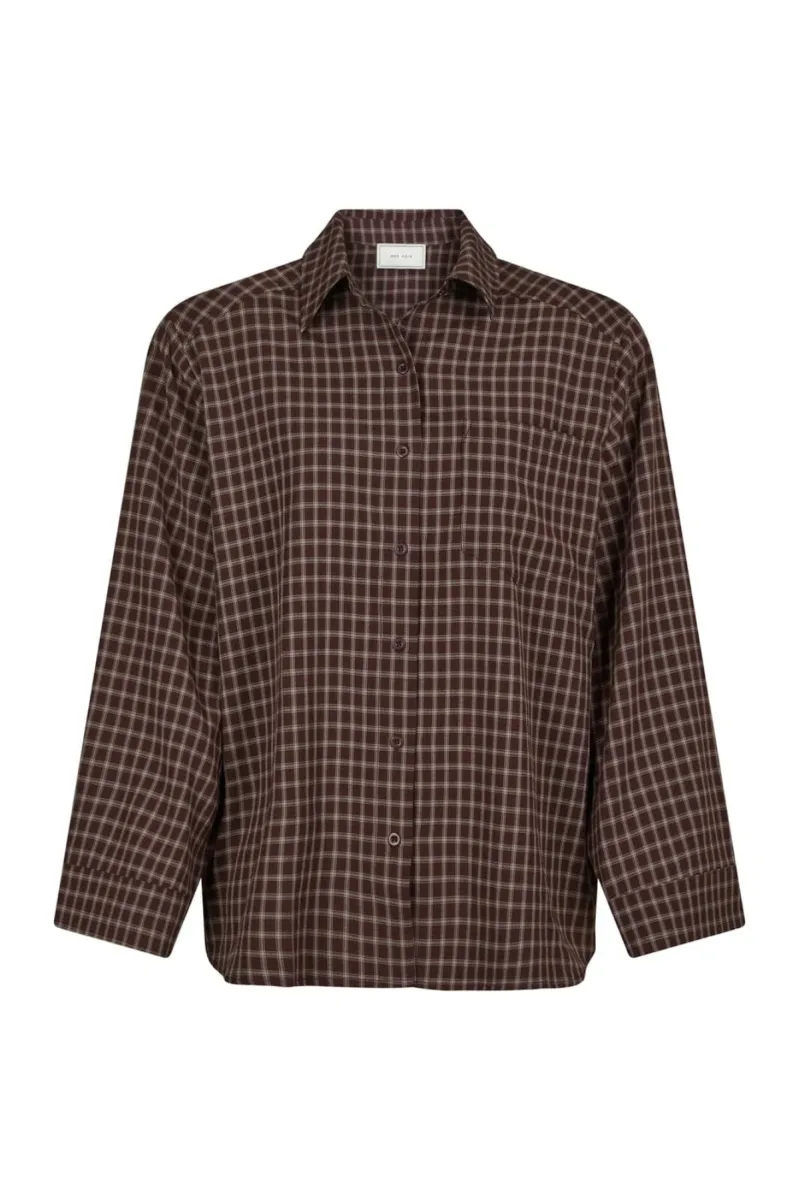 Neo Noir-Anella Check Shirt-170207-345 Chocolate Plum-CHOCOLADE