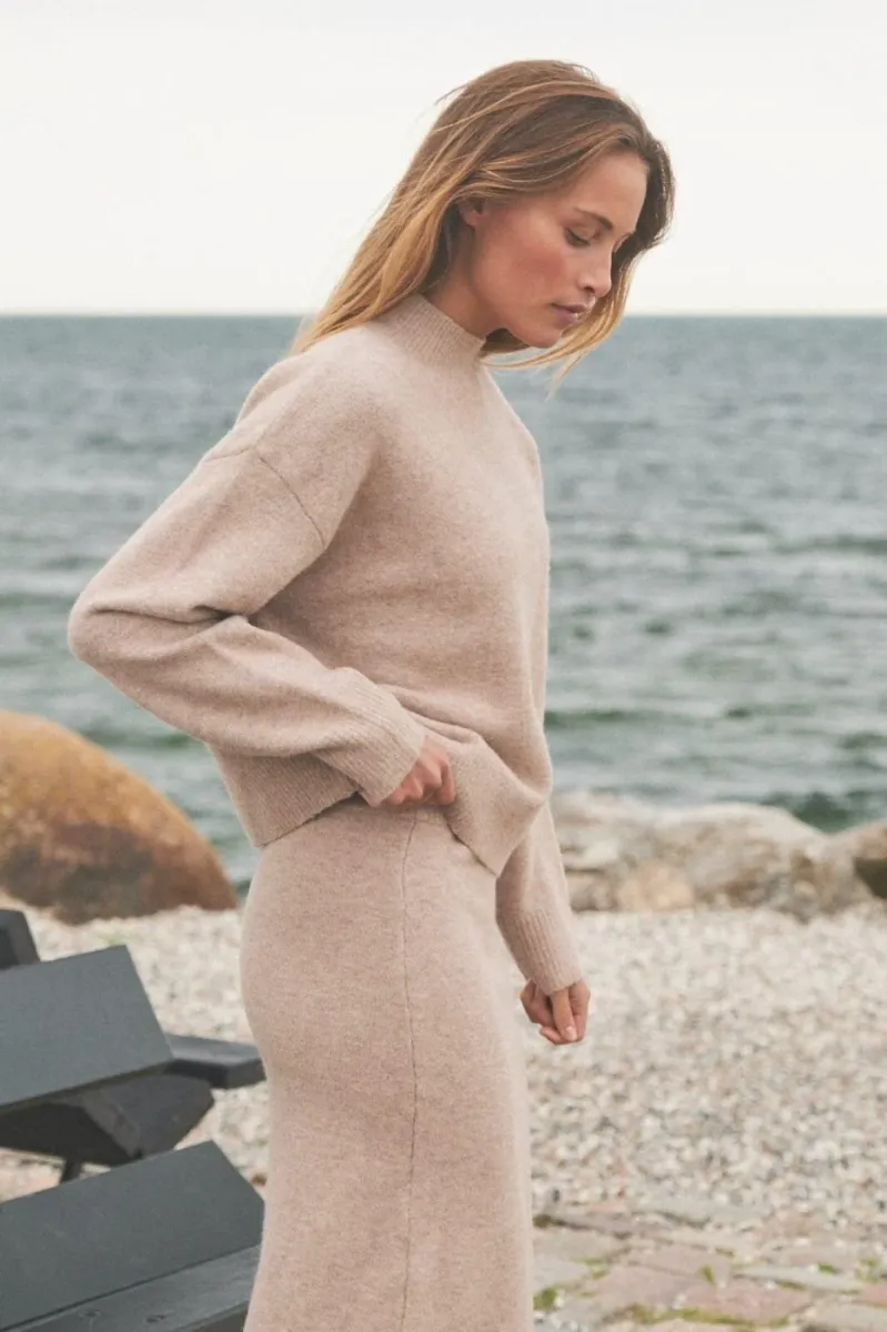Neo Noir-Paulina Knit Blouse-159703-119 Sand Melange-BEIGE