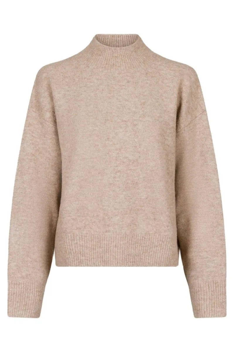 Neo Noir-Paulina Knit Blouse-159703-119 Sand Melange-BEIGE