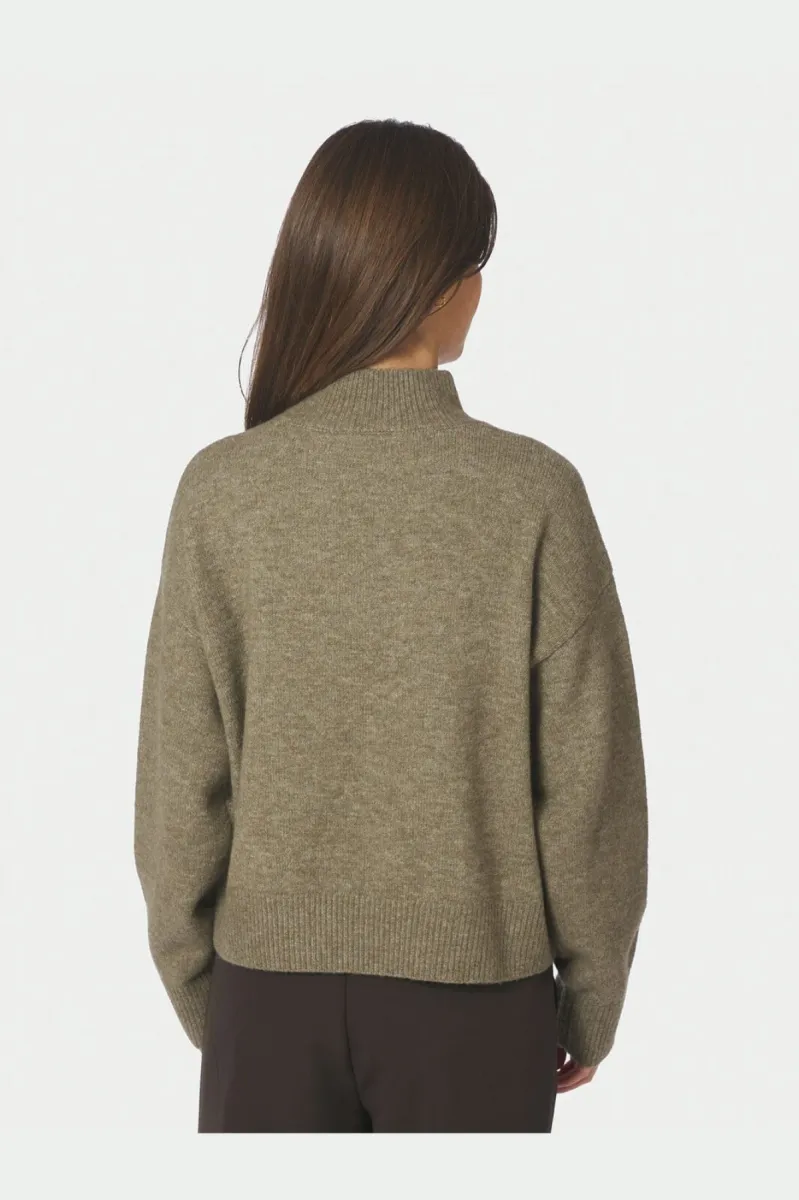 Neo Noir-Paulina Knit Blouse-159703-456 Moss Green-MOSGROEN