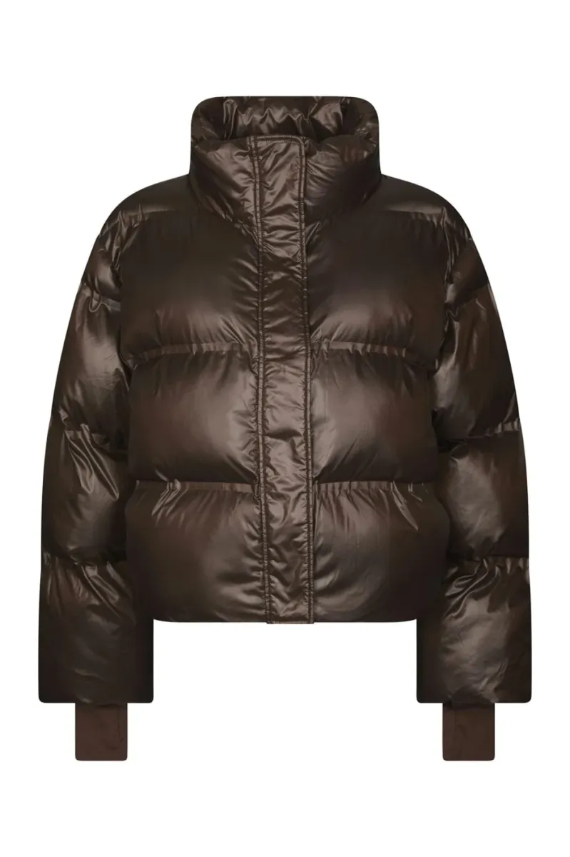 Neo Noir-Rhea Shiny Puffer Jacket-165094-584 Chocolate Brown-CHOCOLADE