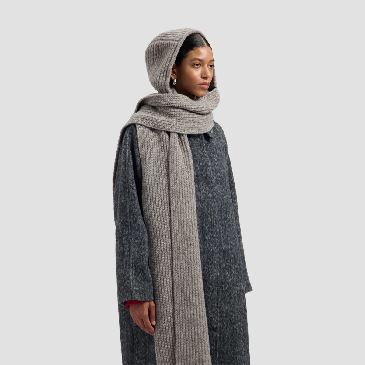 Olaf-Wool hooded scarf-A260818-Chocolatechip-CHOCOLADE