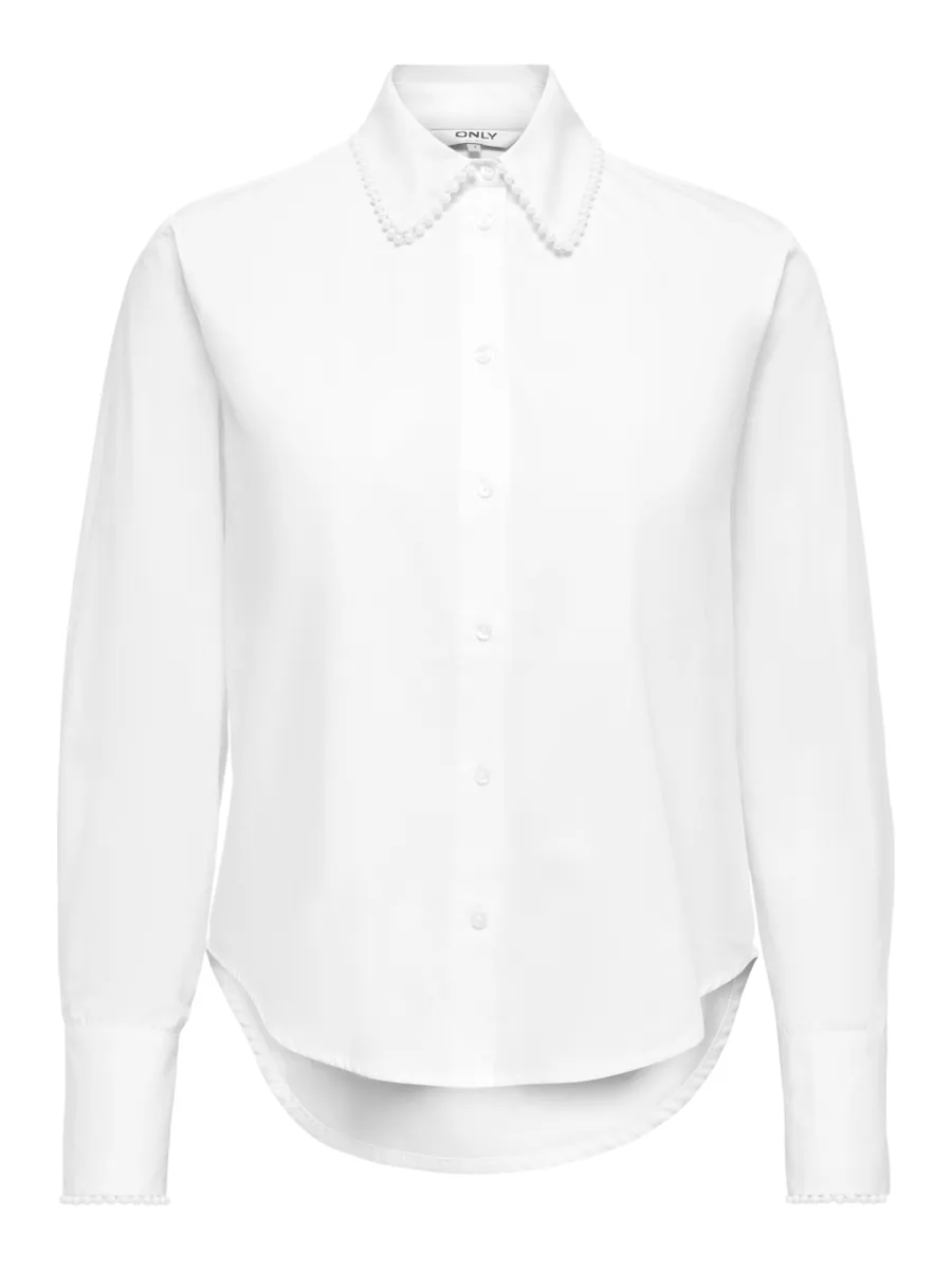 ONLY-ONLNEMIL L/S PEARL DETAIL SHIRT WVN-15383039-Bright White-WIT