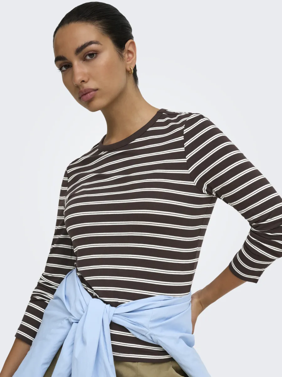 ONLY-ONLNINA L/S AOP TOP JRS-15384045-Coffee Bean-CAFE