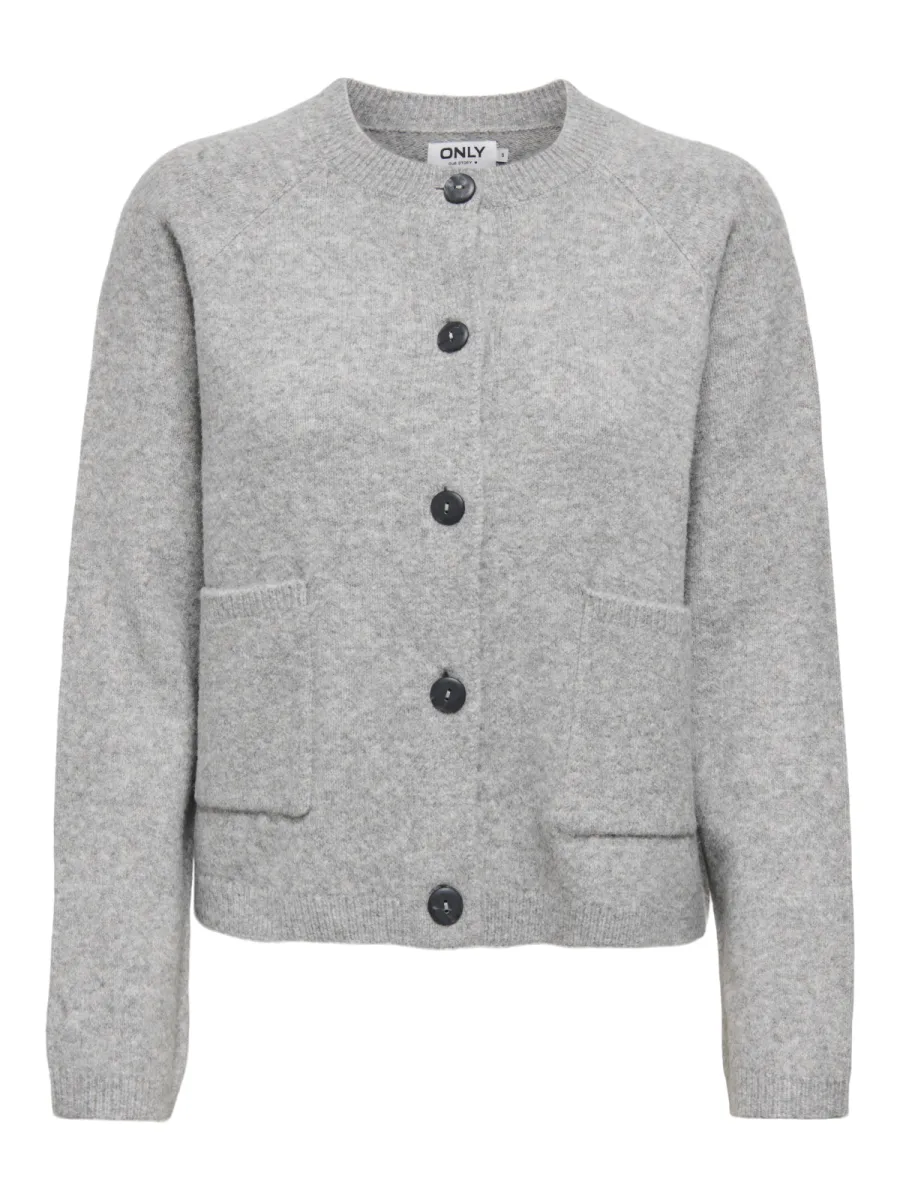 ONLY-ONLPIEMONTE L/S CARDIGAN KNT NOOS-15344118-Light Grey Melange-LICHT-/PAREL GRIJS