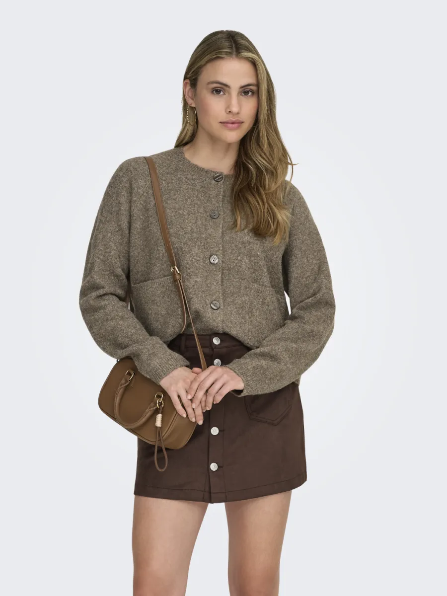 ONLY-ONLPIEMONTE L/S CARDIGAN KNT NOOS-15344118-Walnut-BRUIN