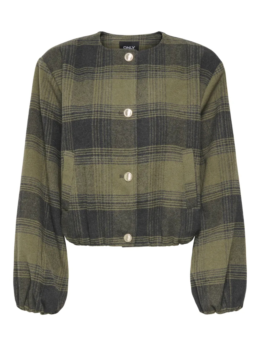 ONLY-ONLSYLVIE CHECK BOMBER OTW-15384365-Kalamata-GROEN