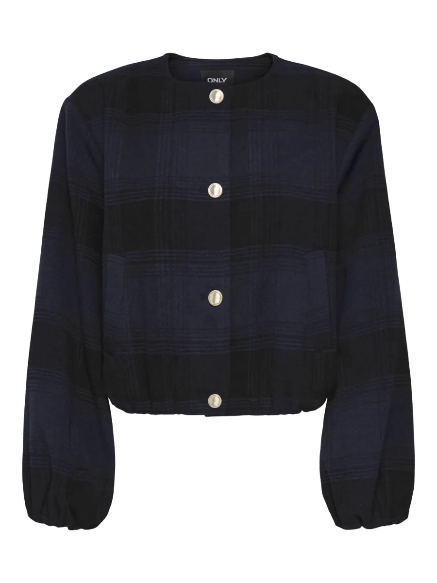 ONLY-ONLSYLVIE CHECK BOMBER OTW-15384365-Night Sky-MARINE