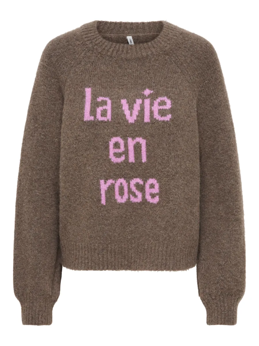 ONLY-ONLTORONTO LS TEXT O-NECK KNT-15378442-Walnut-BRUIN