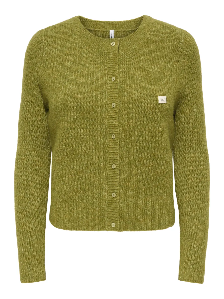ONLY-ONLVIGGA LS O-NECK BADGE CARDIGAN K-15378144-Cardamom Seed-BRUIN