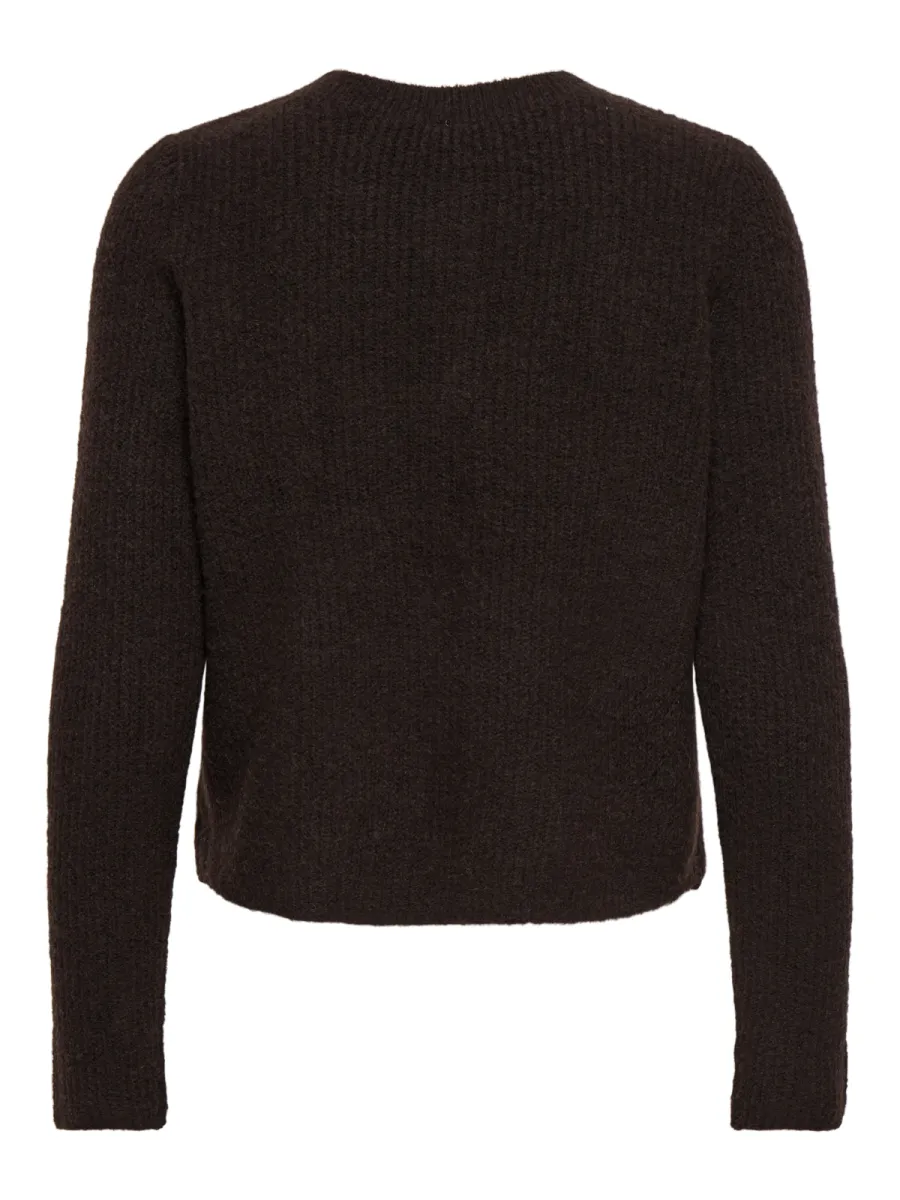 ONLY-ONLVIGGA LS O-NECK BADGE CARDIGAN K-15378144-Coffee Bean-CAFE