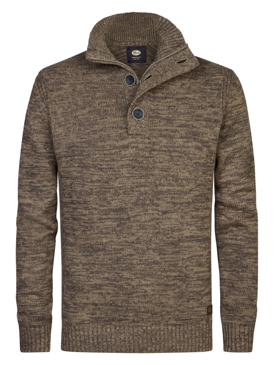 PETROL INDUSTRIES-Men knmitwear collar-M-ROS-KWC206-7140 Oak-BRUIN