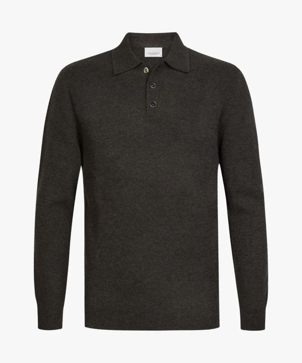 Profuomo-Polo ls-PPXJ30041E-H2 Dark brown-DONKER BRUIN