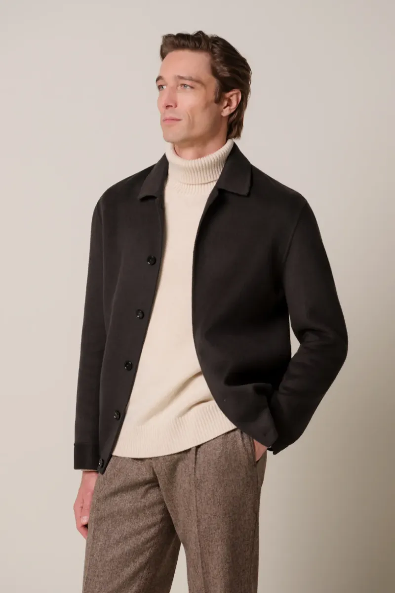 Profuomo-Wool single layer bomber-PPXF30013B-H2 Dark brown-DONKER BRUIN