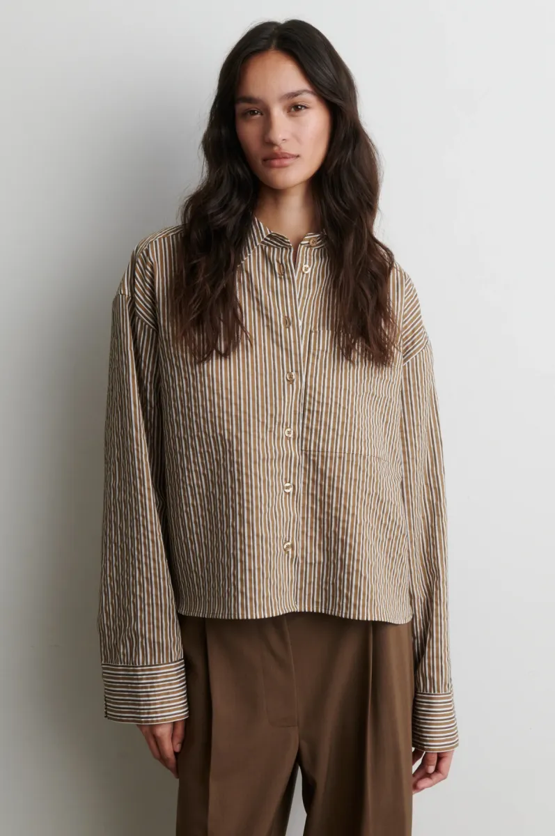 Second Female-Vena Cropped Shirt-61126-6016 Camel-CAMEL