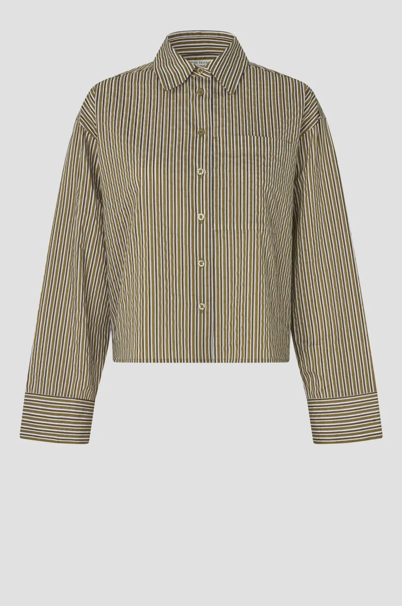 Second Female-Vena Cropped Shirt-61126-6016 Camel-CAMEL
