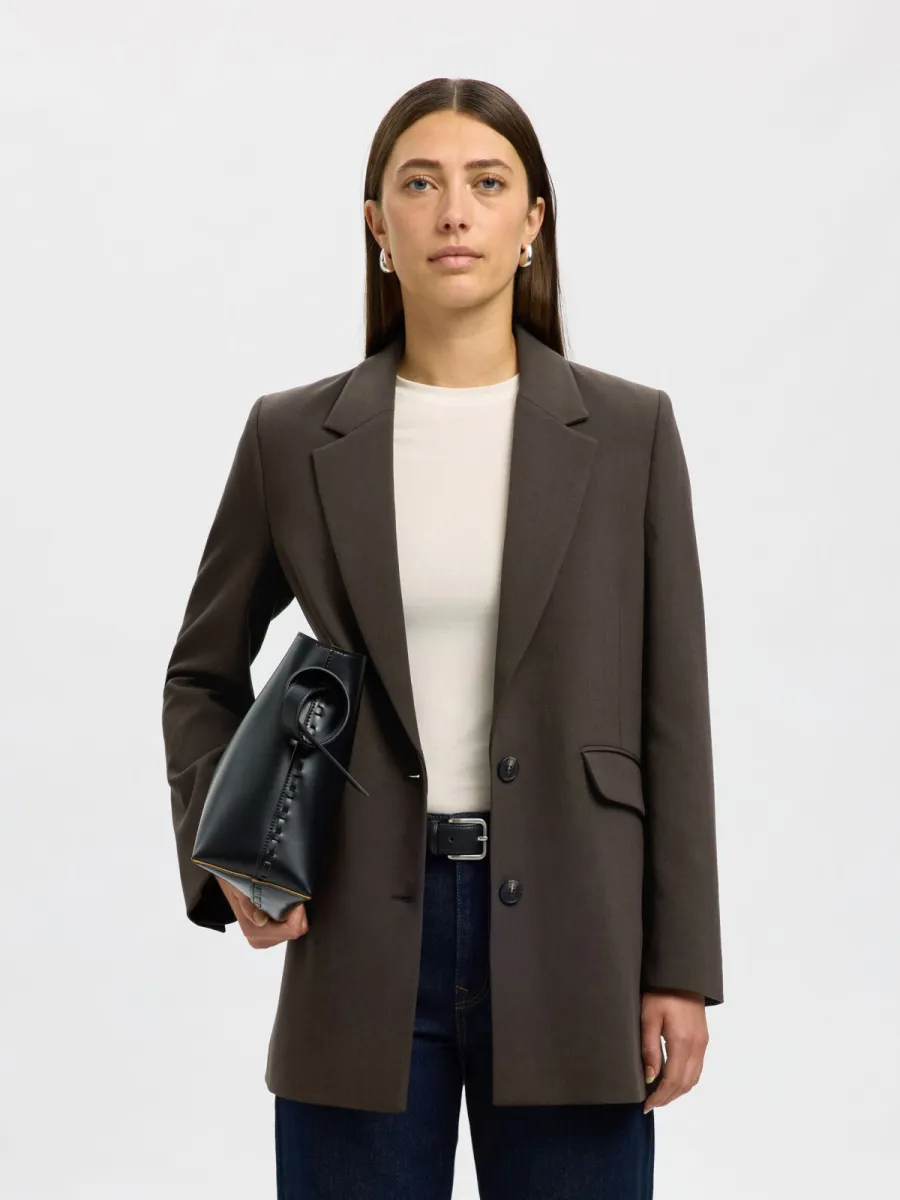 Selected Femme-SLFRITA LS RELAXED BLAZER MEL NOOS-16094205-Delicioso-BRUIN