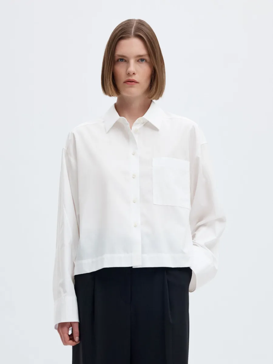 Selected Femme-SLWDANNIE LS CROPPED BOXY SHIRT NOO-16101914-Bright White-WIT