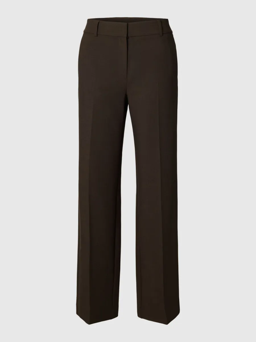 Selected Femme-SLWRITA MW WIDE PANT MEL NOOS-16094206-Delicioso-BRUIN