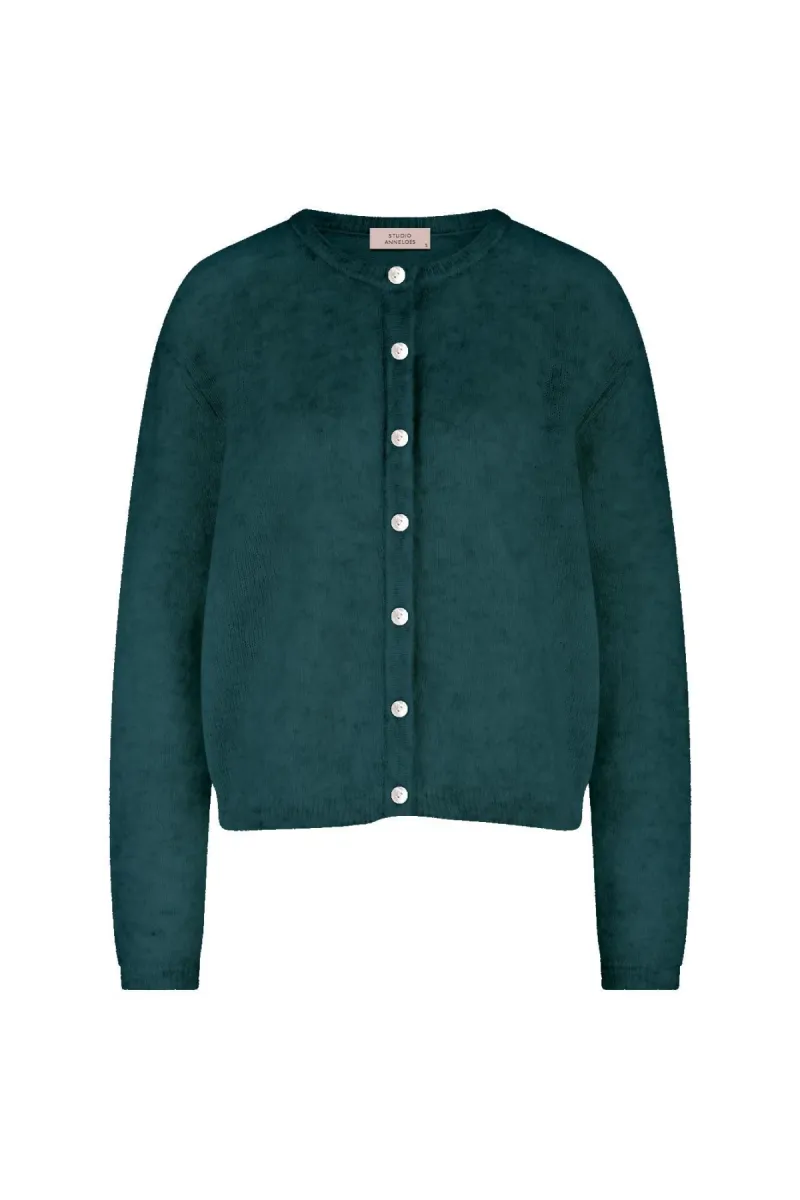 STUDIO ANNELOES-Bibi cardigan-14405-8300 Dark teal-BLAUW