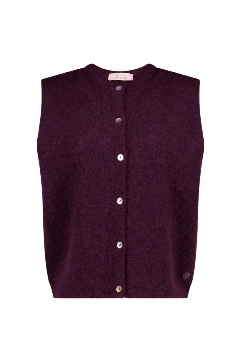 STUDIO ANNELOES-Bibi sls cardigan-14450-4800 Aubergine-AUBERGINE