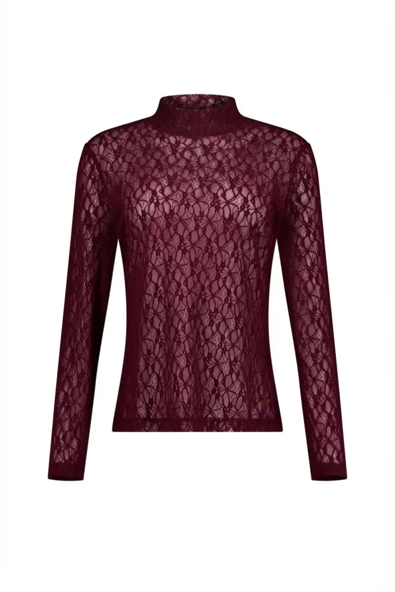 STUDIO ANNELOES-Reagan lace col top-14237-4800 Aubergine-AUBERGINE
