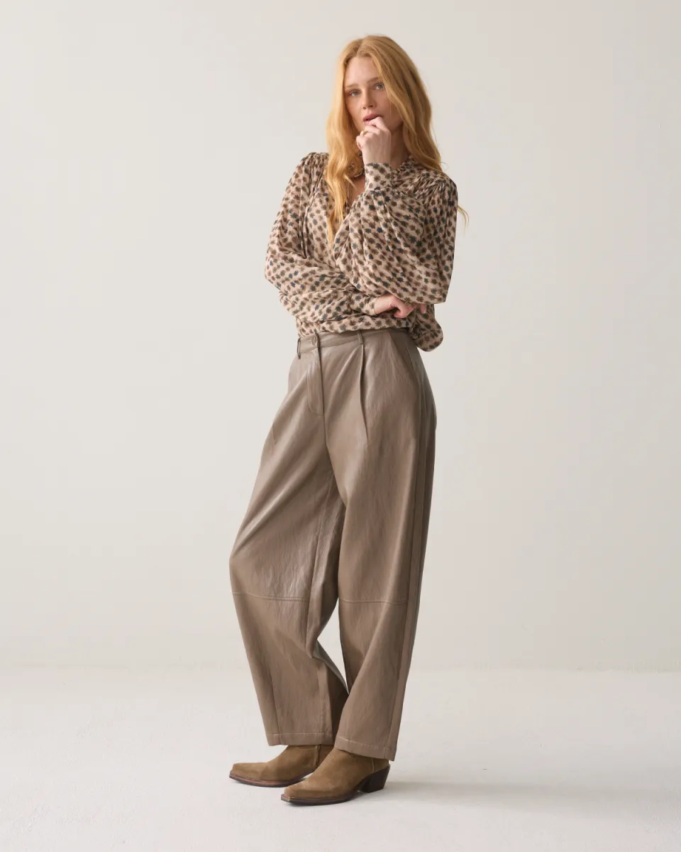 Summum-Balloon trousers soft faux leather-4s3043-12526-708 Light taupe-TAUPE