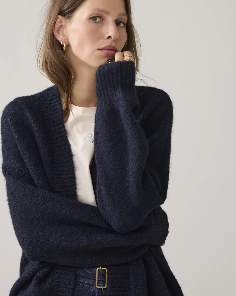 summum-puff-sleeve-cardigan-cozy-melange-knit-7s5844-7997-495-midnight-blue-donker-blauw-2 Summum-Puff sleeve cardigan cozy melange knit-7s5844-7997-495 Midnight blue-DONKER BLAUW