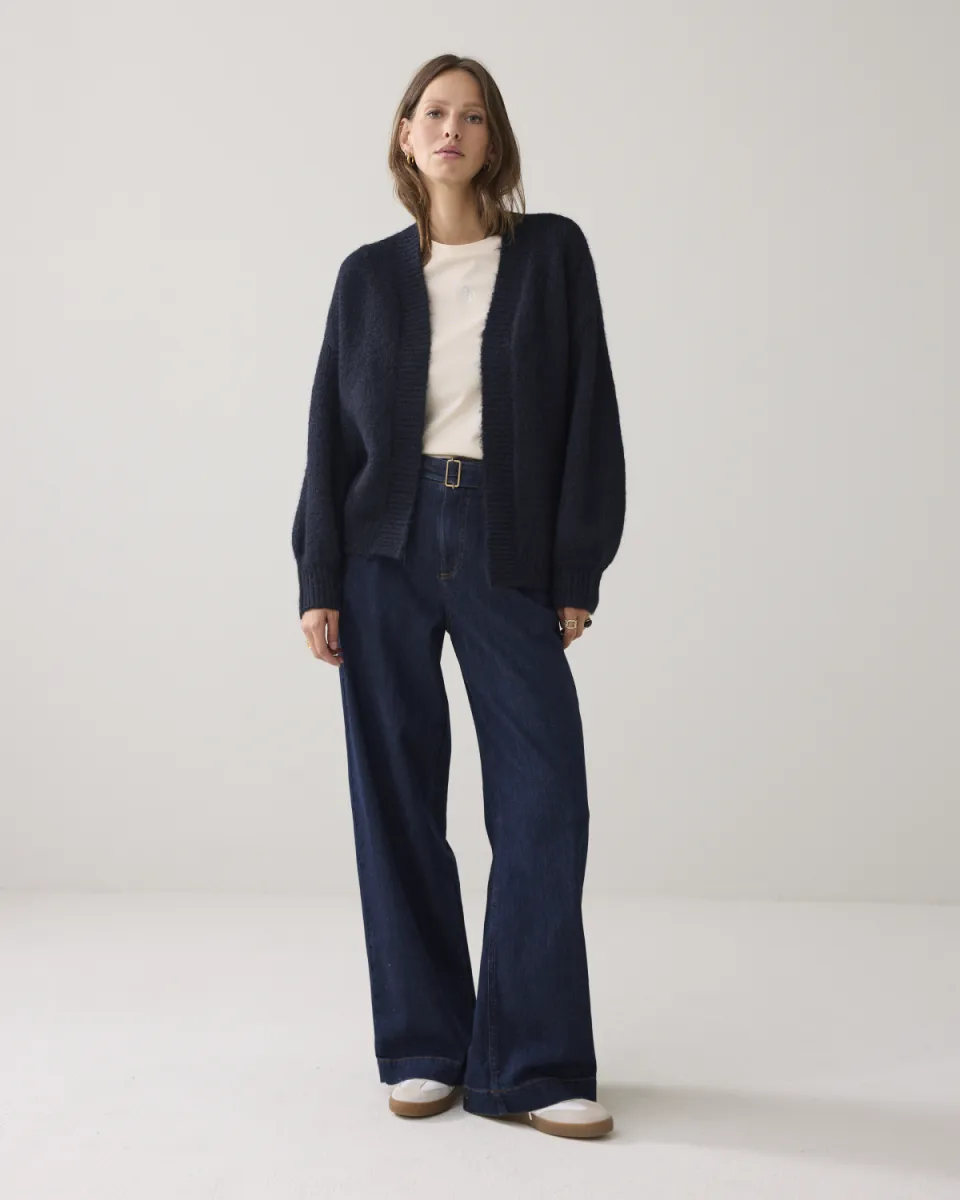 summum-puff-sleeve-cardigan-cozy-melange-knit-7s5844-7997-495-midnight-blue-donker-blauw-3 Summum-Puff sleeve cardigan cozy melange knit-7s5844-7997-495 Midnight blue-DONKER BLAUW