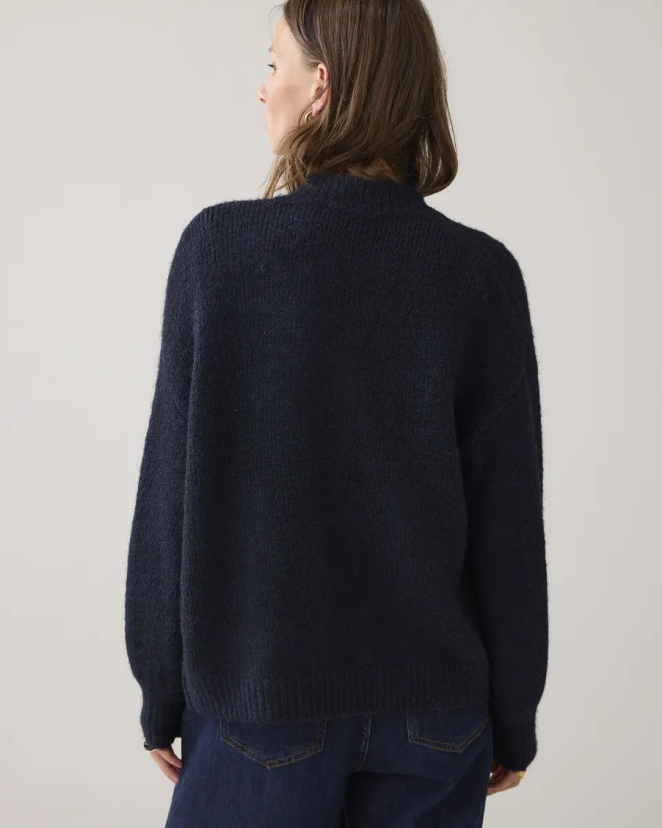 summum-puff-sleeve-cardigan-cozy-melange-knit-7s5844-7997-495-midnight-blue-donker-blauw-4 Summum-Puff sleeve cardigan cozy melange knit-7s5844-7997-495 Midnight blue-DONKER BLAUW