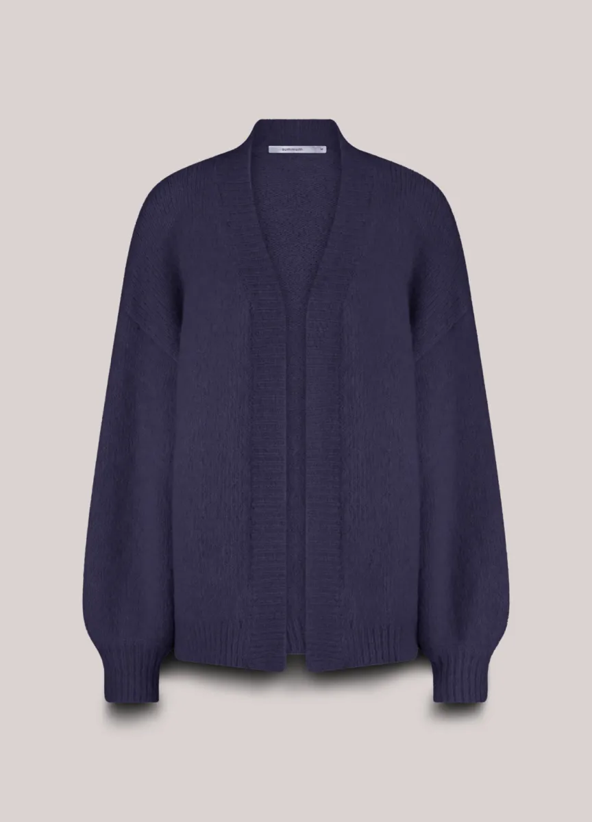 Summum-Puff sleeve cardigan cozy melange knit-7s5844-7997-495 Midnight blue-DONKER BLAUW
