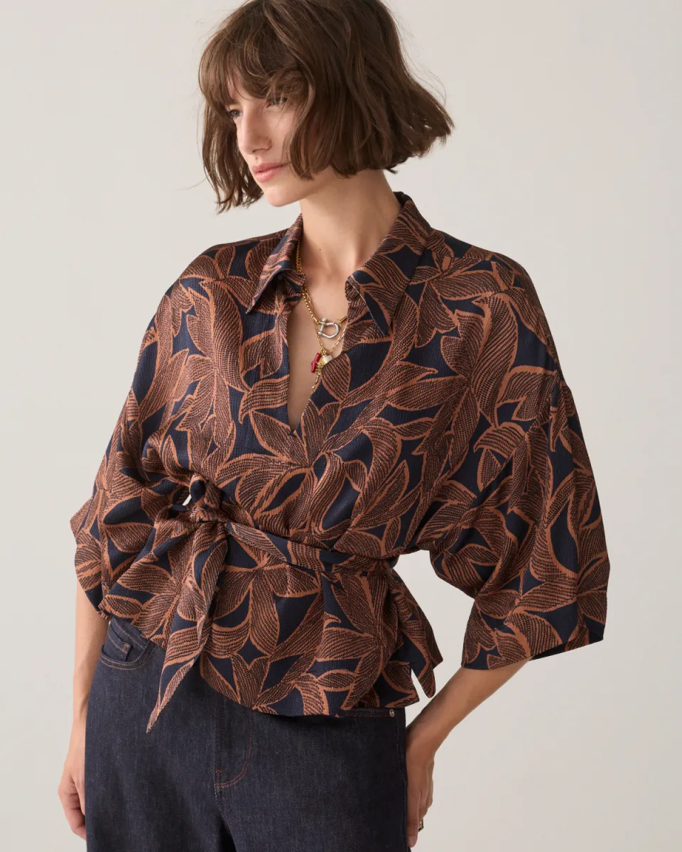 Summum-Top abstract flowers-2s3559-12505-495 Midnight blue-DONKER BLAUW