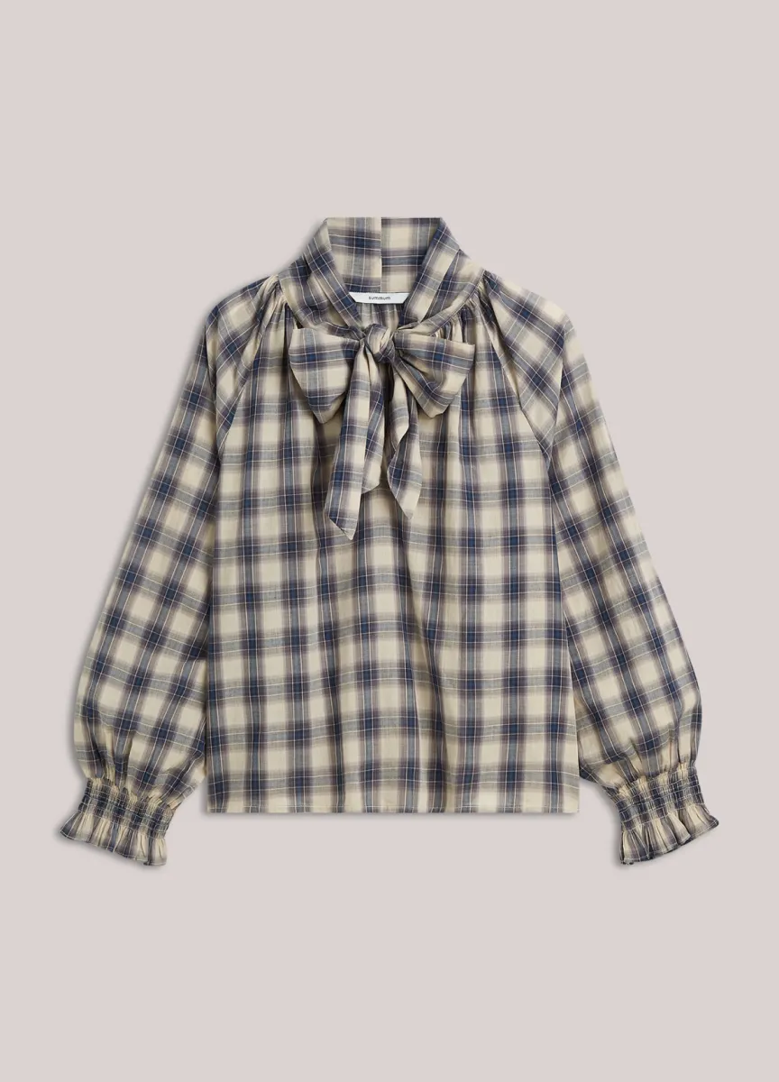 Summum-Top blue check-2s3533-12533-495 Midnight blue-DONKER BLAUW