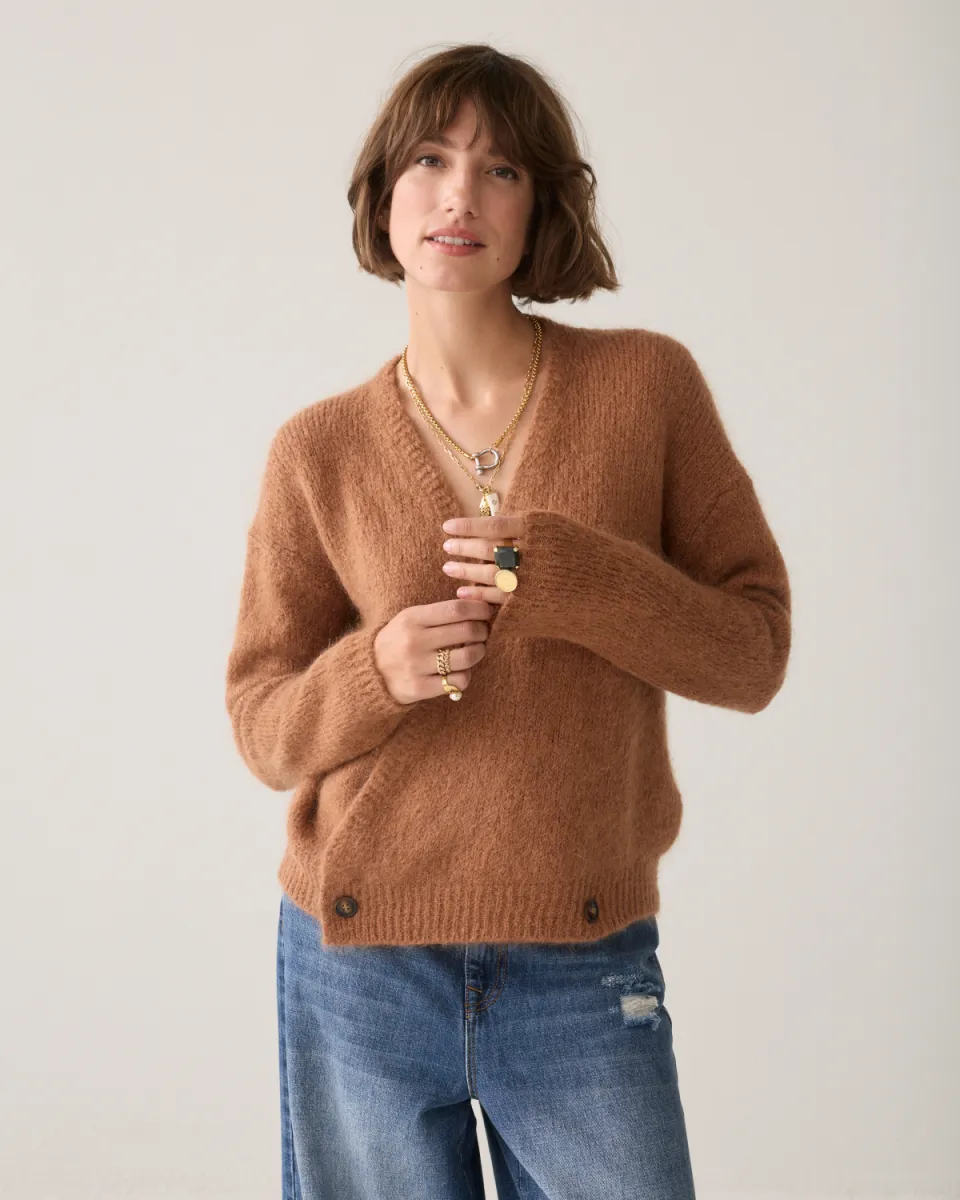 Summum-Wrap cardigan mohair wool blend knit-7s8039-70100-739 Cinnamon-BRUIN