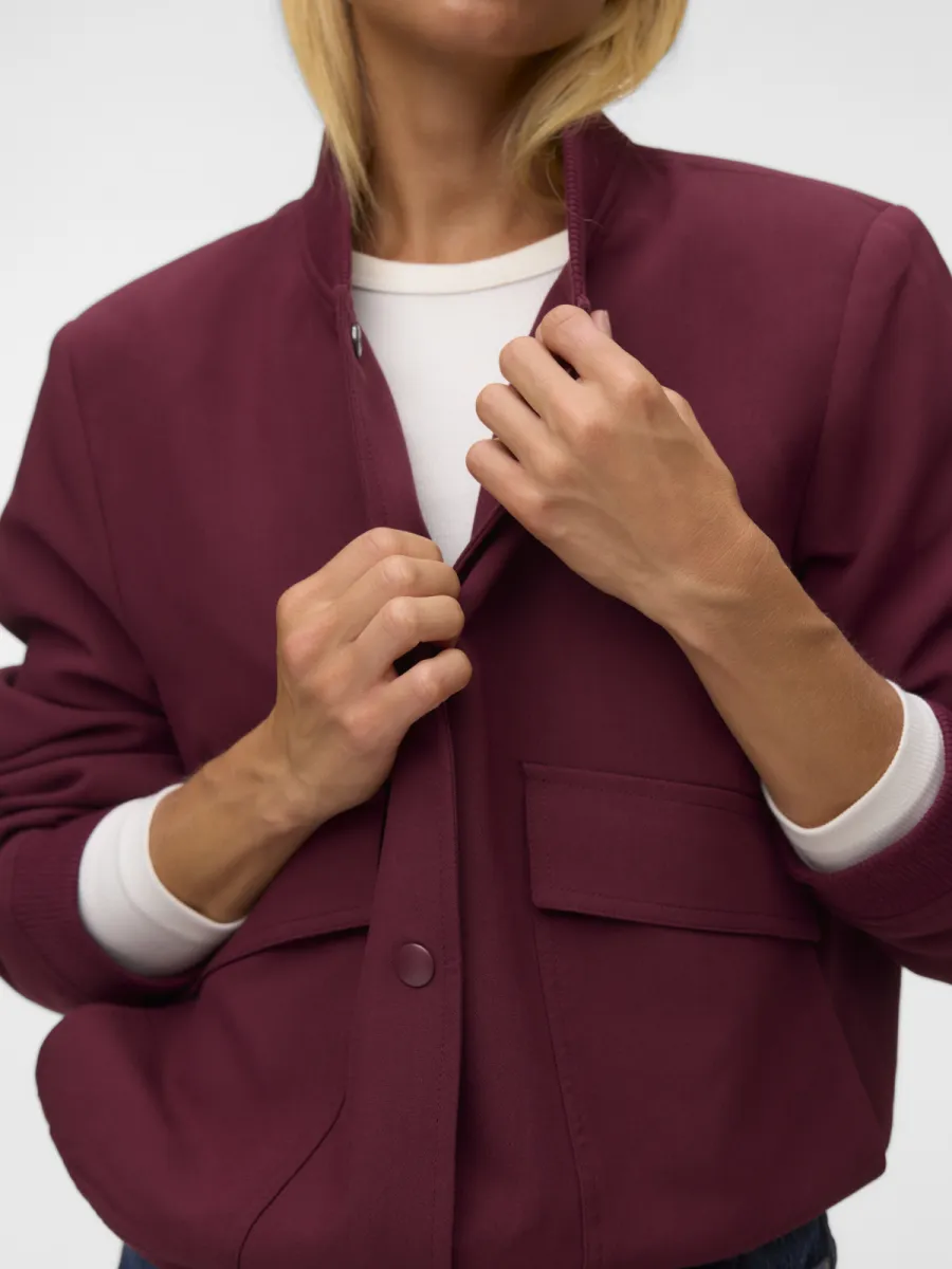 VERO MODA-VMAMALA SHORT JACKET NOOS-10307303-Windsor Wine-BORDEAUX