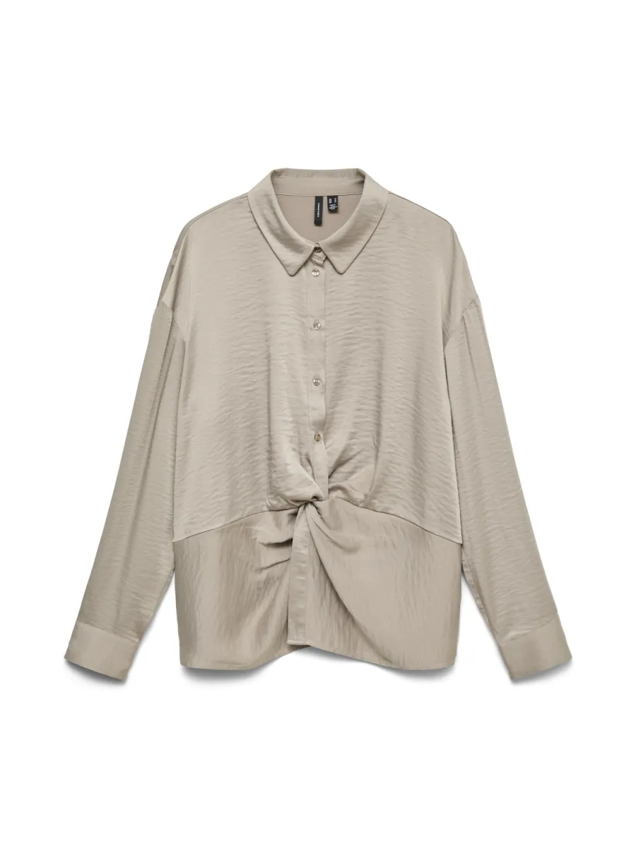 VERO MODA-VMAMAYA L/S KNOT DETAIL SHIRT WVN-10351168-Moon Rock-GRIJS