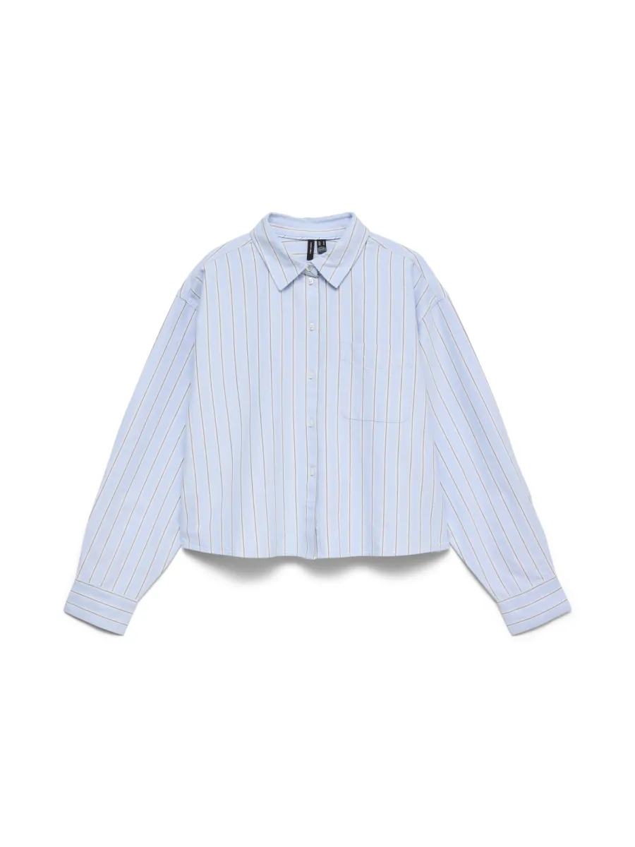 VERO MODA-VMARIA LS SHORT BOXY SHIRT WVN NOOS-10351451-Ice Melt-ICE BLUE