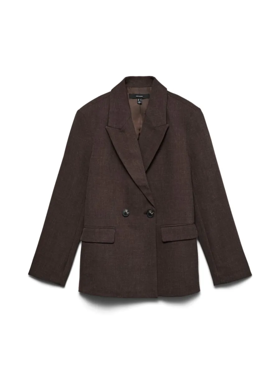 VERO MODA-VMBESTIE LS LOOSE BLAZER NOOS-10341616-Chocolate Torte-CHOCOLADE
