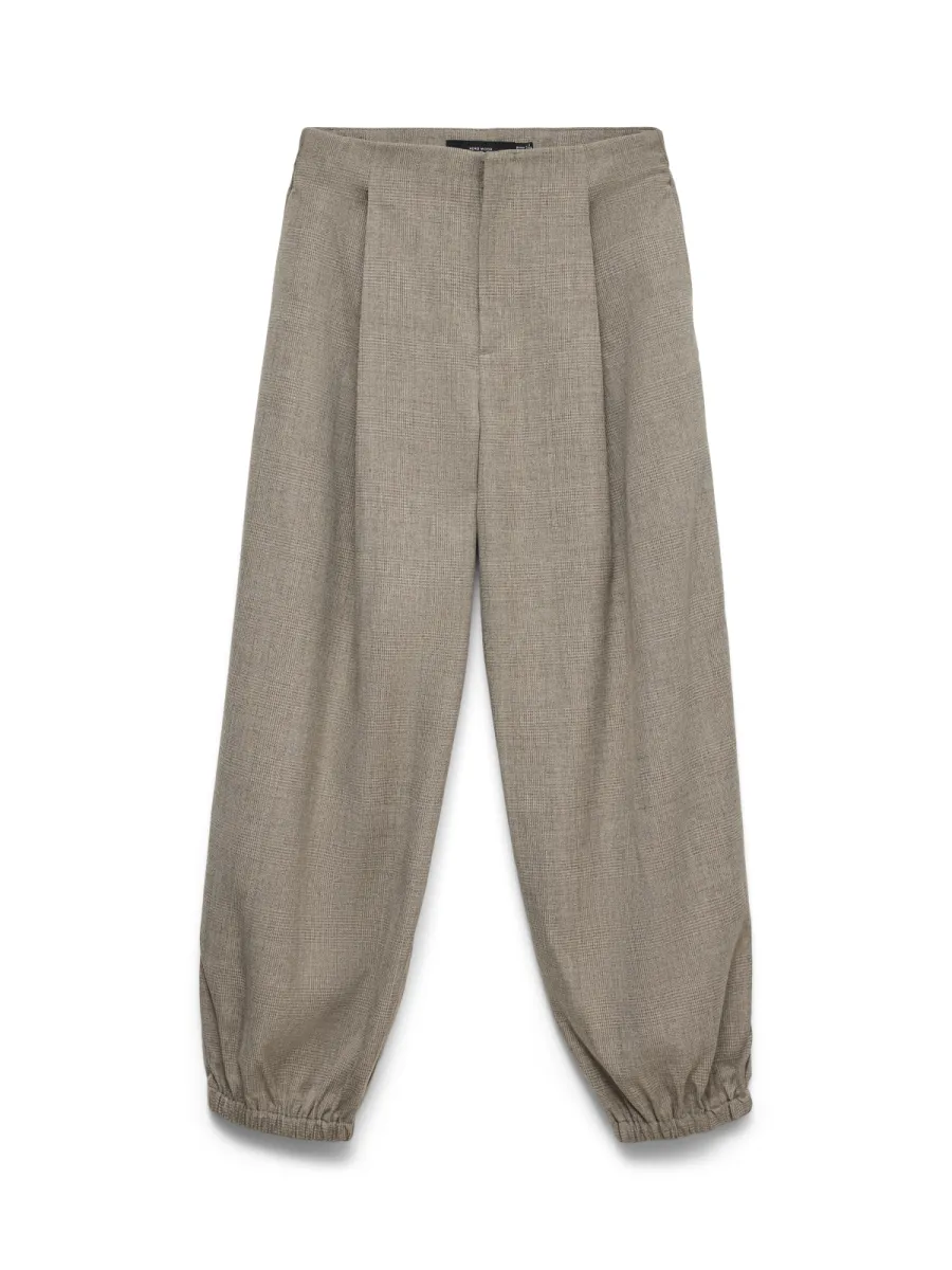 VERO MODA-VMBESTIE MW BALLON CHECK PANT-10352458-Silver Mink-ZAND