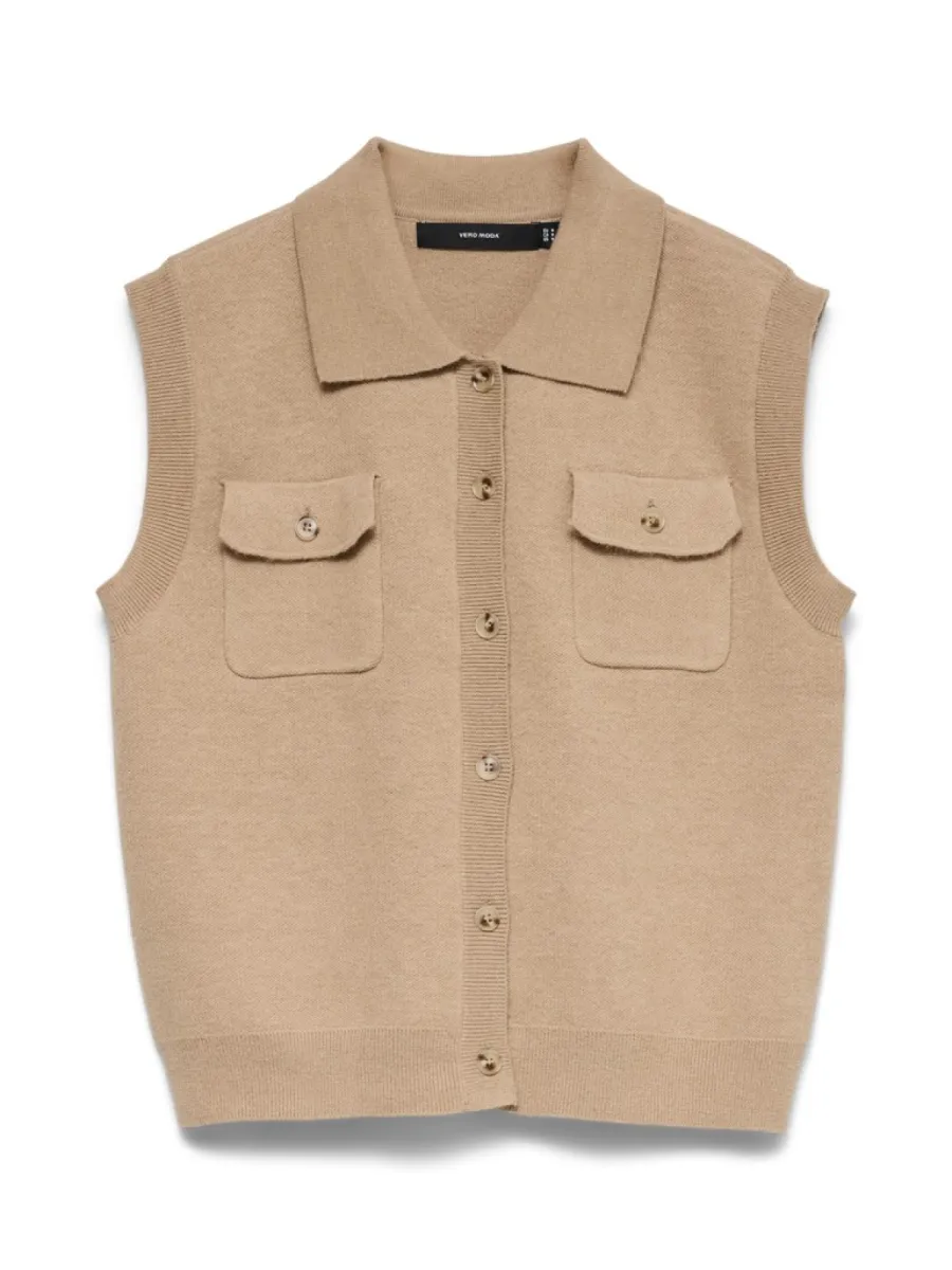 VERO MODA-VMBRISA SL POLO VEST-10350234-Silver Mink-ZAND