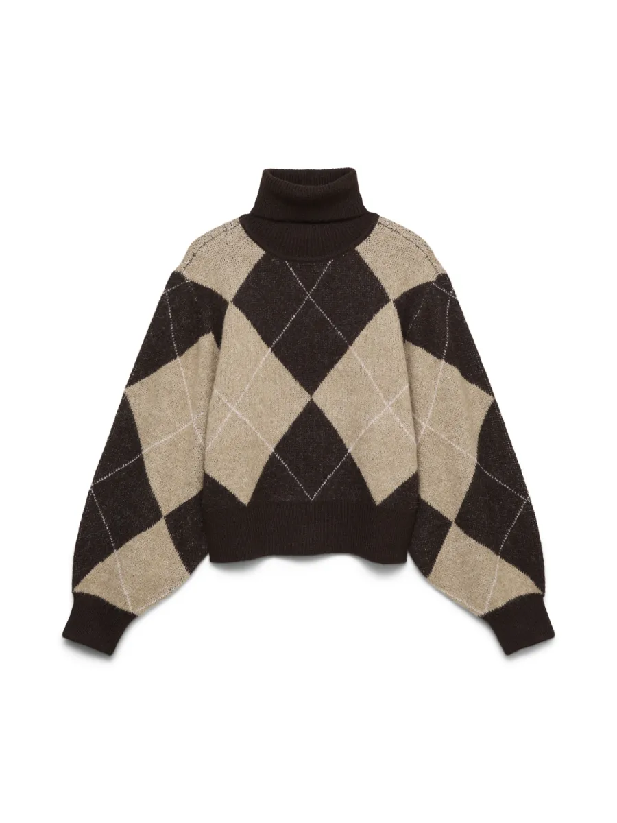 VERO MODA-VMDARLA LS ROLLNECK PULLOVER-10350491-Chocolate Torte-CHOCOLADE