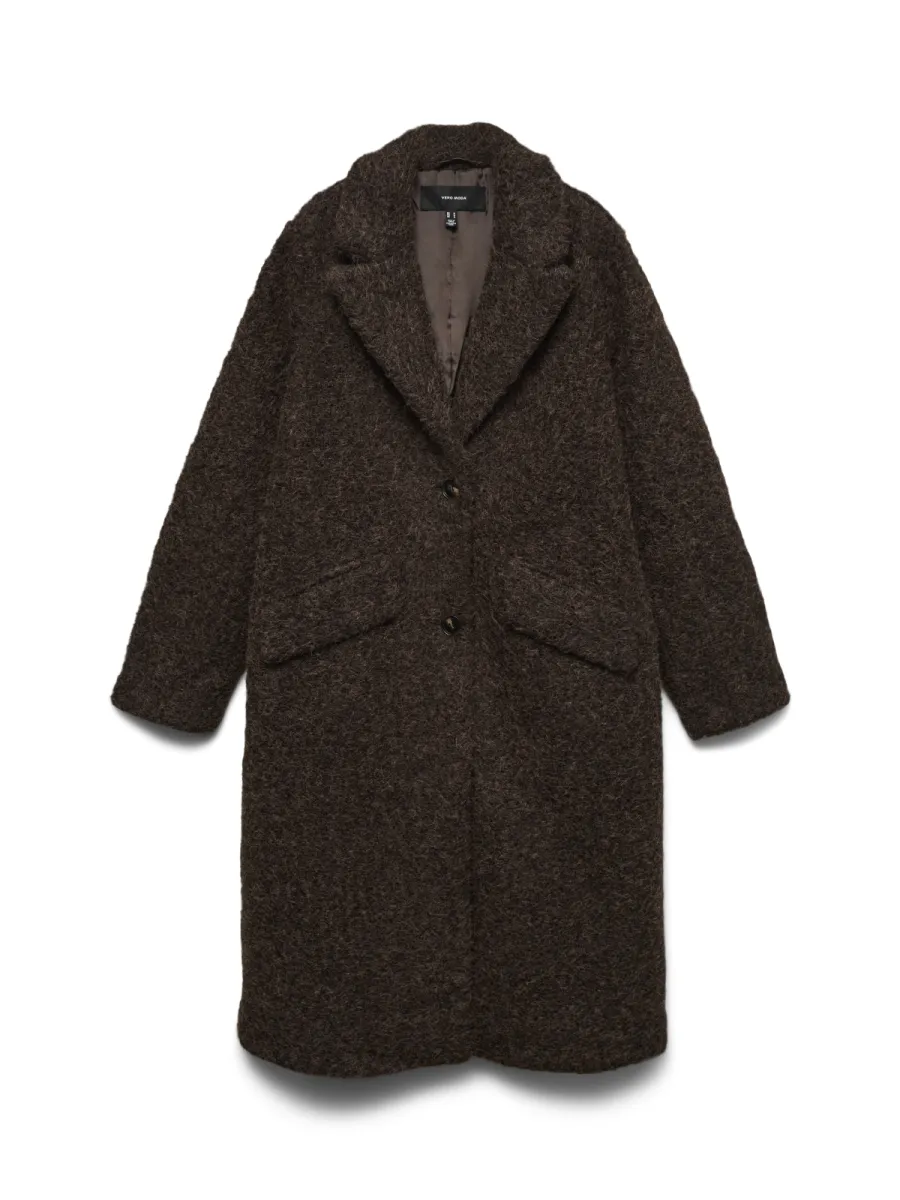 VERO MODA-VMELENA LONG COAT NOOS-10348653-Chocolate Torte-CHOCOLADE