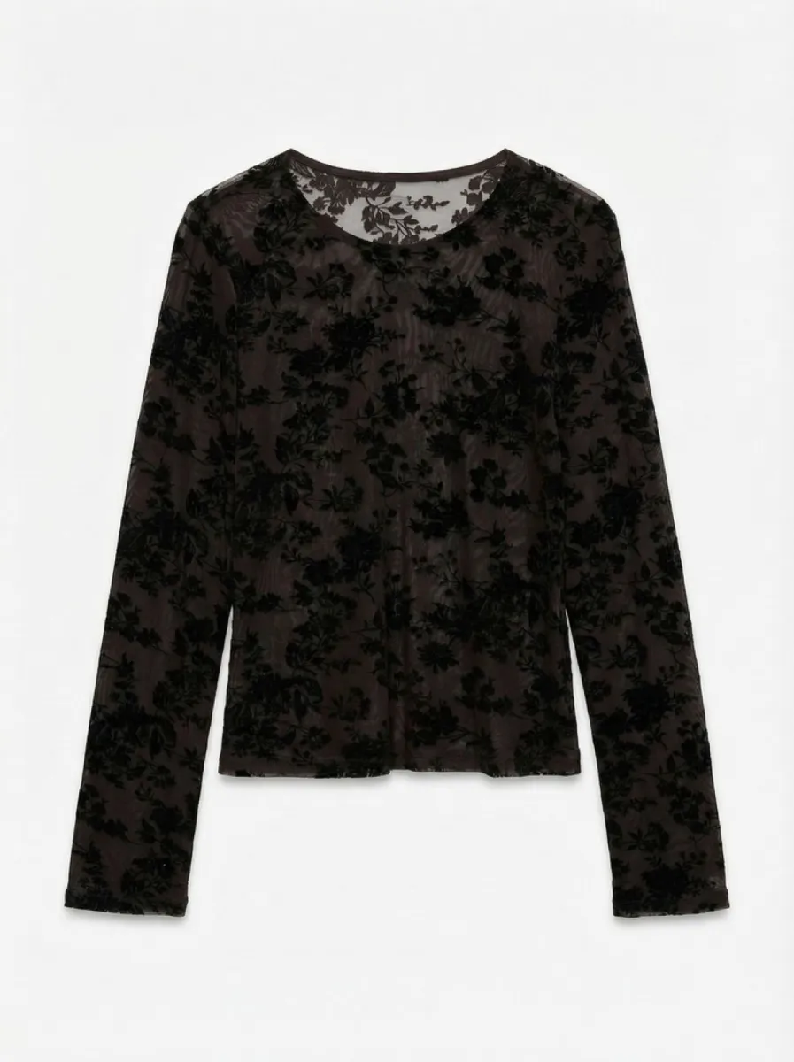 VERO MODA-VMFLORA LS O-NECK TOP JRS-10354544-Chocolate Torte-CHOCOLADE