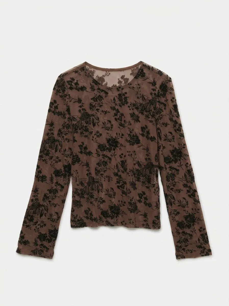 VERO MODA-VMFLORA LS O-NECK TOP JRS-10354544-Cocoa Brown-BRUIN