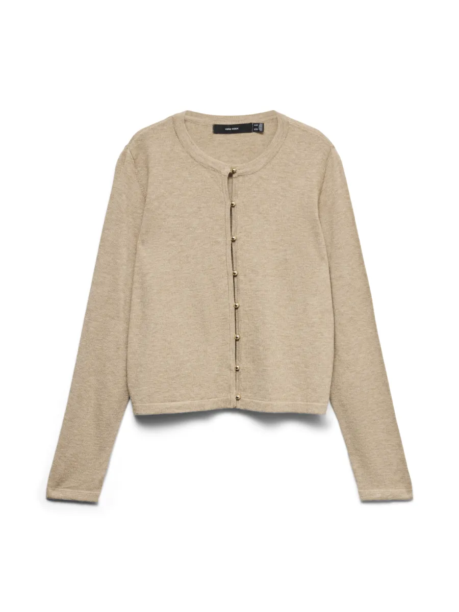 VERO MODA-VMHOLLY KARIS LS O-NECK SHORT CARDI-10347144-Silver Mink-ZAND