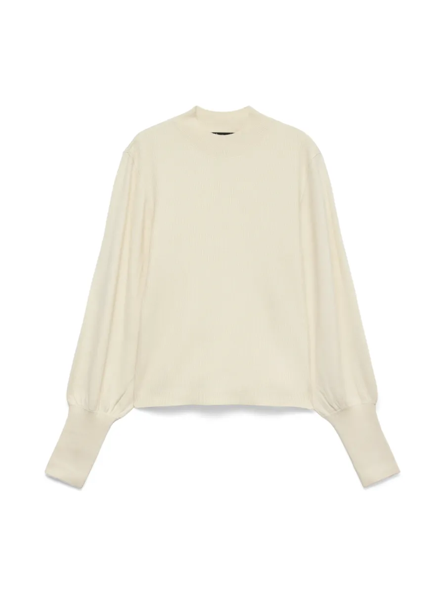 VERO MODA-VMHOLLYKARIS LS FUNNELNECK PULLOVER-10347145-Birch-CREME