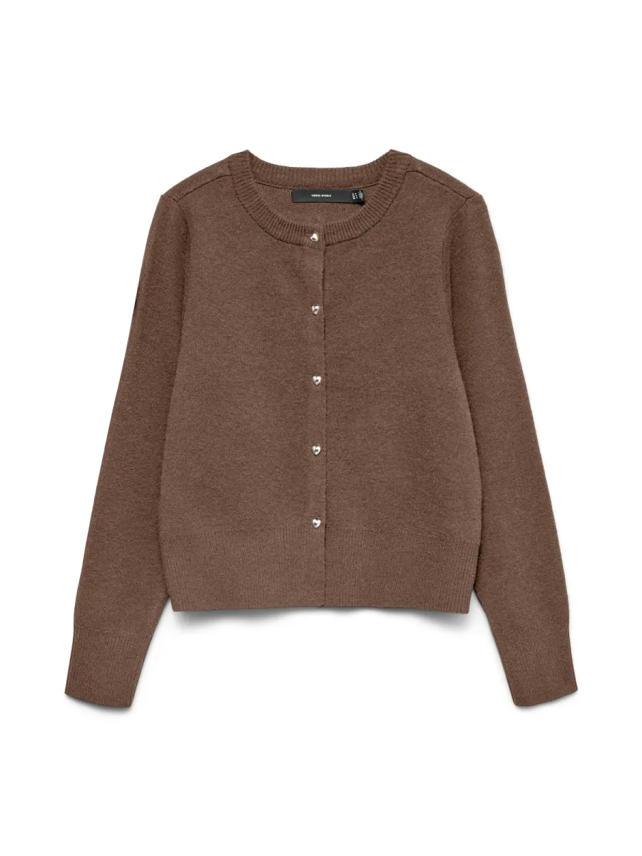VERO MODA-VMKACY LS O-NECK CARDIGAN-10334916-Cocoa Brown-BRUIN