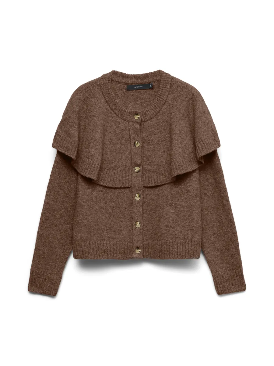 VERO MODA-VMLILLI LS O-NECK CAPE CARDIGAN BOO-10348254-Cocoa Brown-CHOCOLADE