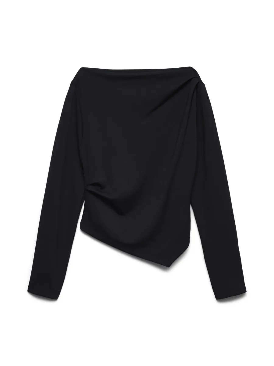 VERO MODA-VMMILLE LS BOATNECK SHORT TOP JRS N-10348523-Black-BLACK